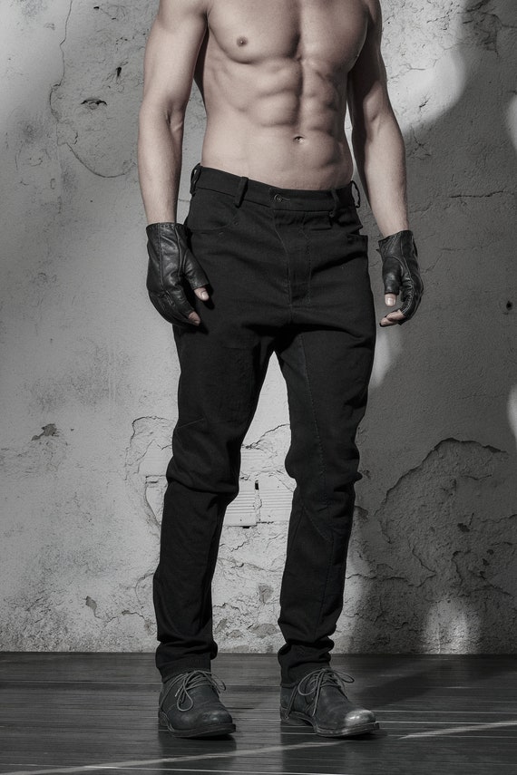 Black Wahed Jeans / Handcrafted Denim Pants / Futuristic