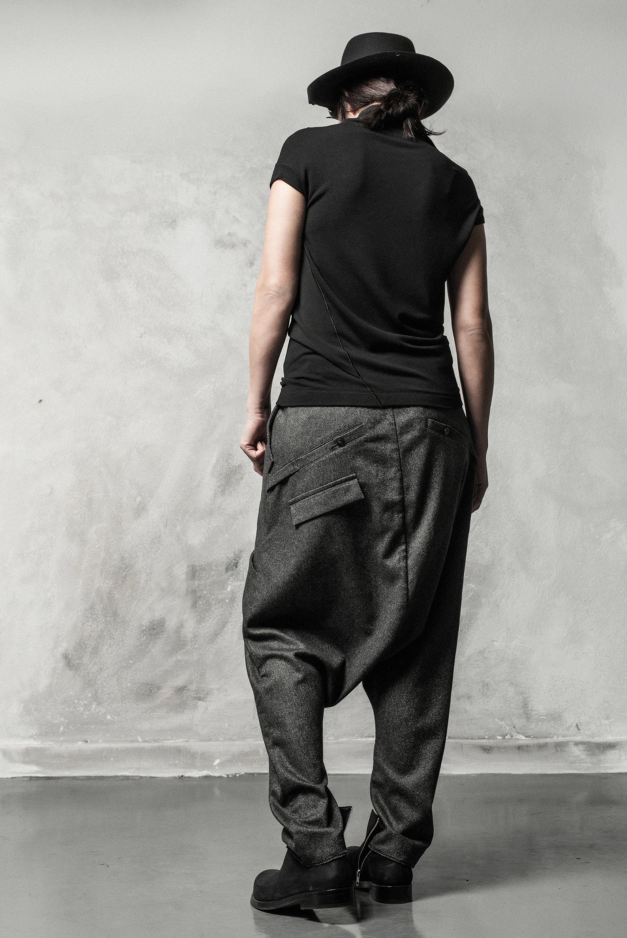 Gray Melange Wool Drop Crotch Trousers - Womens Urban Pants - Etsy