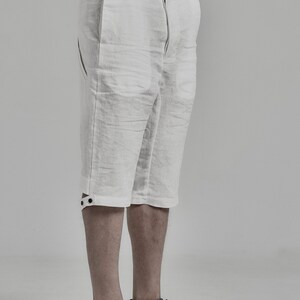 Black Mens Shorts / Drop Crotch Linen Shorts / Loose Bottom Shorts / Futuristic Clothing by POWHA image 9