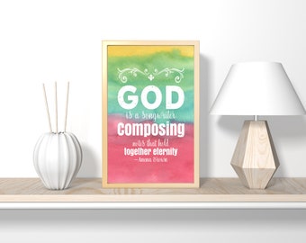 God is a songwriter Composing notes Christian bible verse digital download, nursery decor, nursery wall art, printable art, printable wall