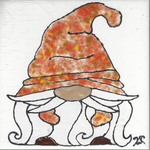 Gnome #22126 6 x 6 hand painted kiln fired