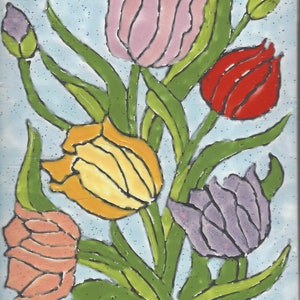 Forever Blooms #23043 Tulips Hand Painted Kiln Fired