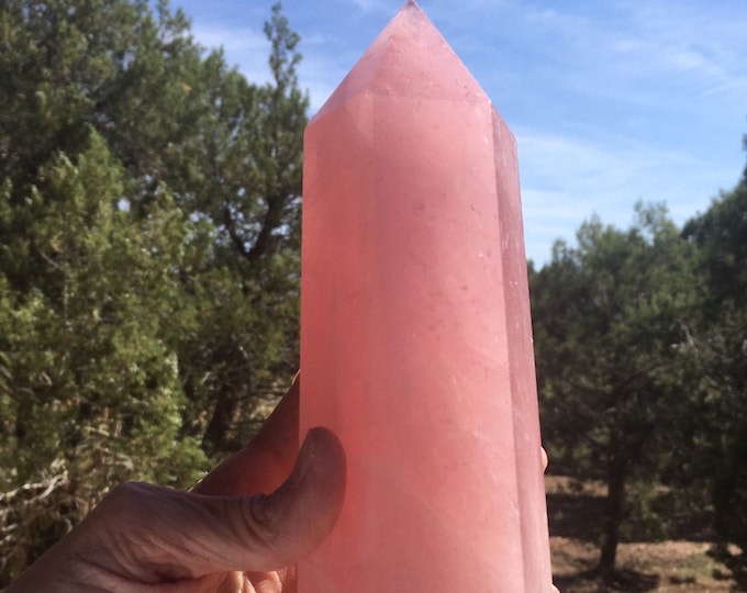 LARGE ROSE QUARTZ Generator Point, Natural for Anxiety Self-Love Heart Chakra Sedona & Reiki Charged nearly 3 Pounds 8.75" Metaphysical