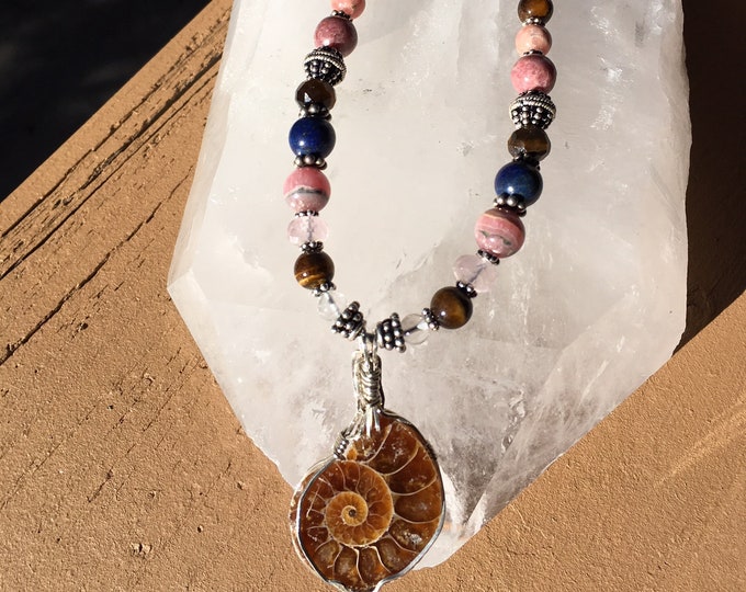 Custom PREGNANCY PROTECTION necklace, Sedona and Reiki, Charged, Pregnant Mothers, AMMONITE  Sterling Silver Pendant, Repels negative energy