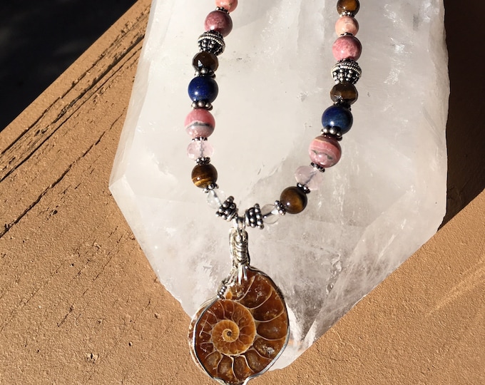 Custom PREGNANCY PROTECTION necklace, Sedona and Reiki, Charged, Pregnant Mothers, AMMONITE  Sterling Silver Pendant, Repels negative energy