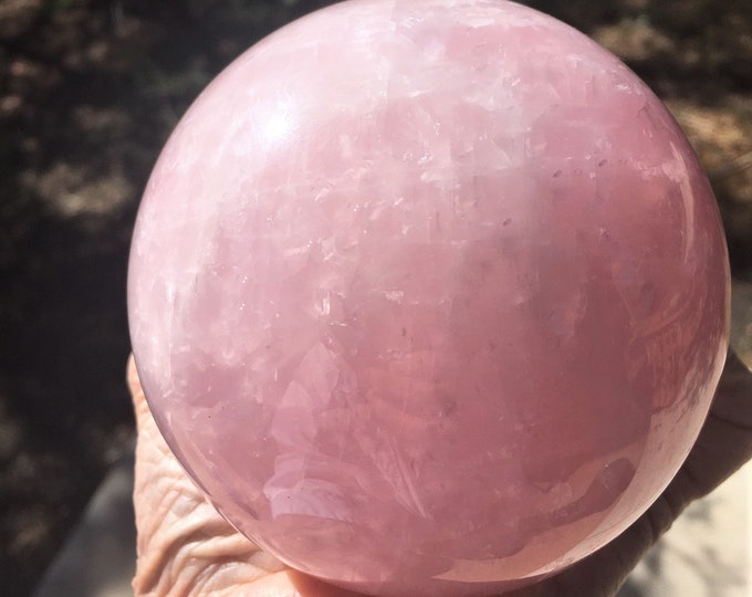 Large Natural ROSE QUARTZ SPHERE Cathedral Rock Vortex Charged Anxiety Self-Love Heart Chakra Reiki Charged almost 3 Pounds Metaphysical