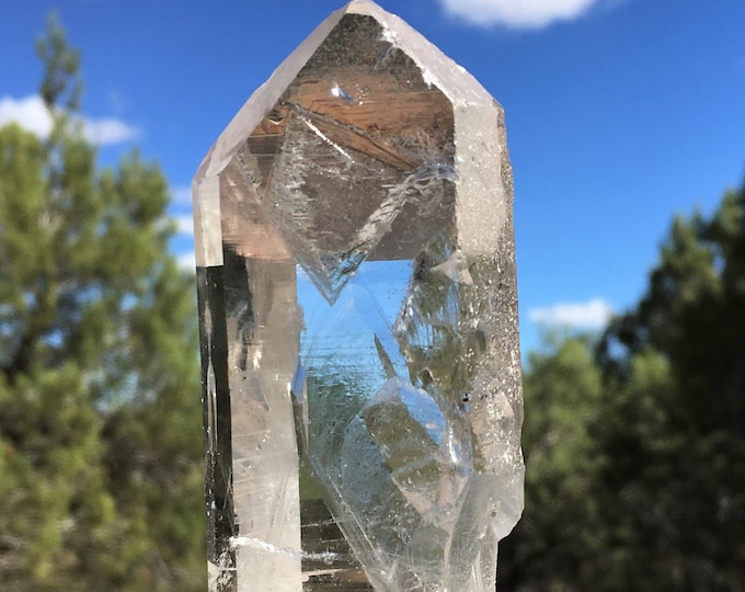 5" Rare Large CLEAR LEMURIAN SCANNER Receiver Crater Crystal Sedona Vortex & Reiki Charged Metaphysical