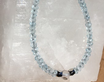 FACETED AQUAMARINE BRACELET  for Emotional Stability, Communication Sedona & Reiki Charged Metaphysical Jewelry, Charged  Bracelet