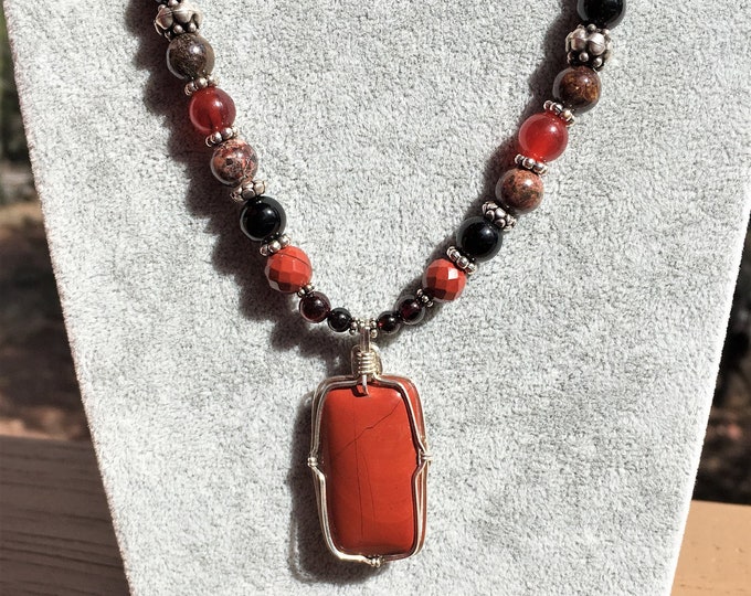 GROUNDING and CENTERING necklace Red Jasper pendant Power and Balance Metaphysical Sedona & Reiki charged  PROTECTION Grounding Anxiety