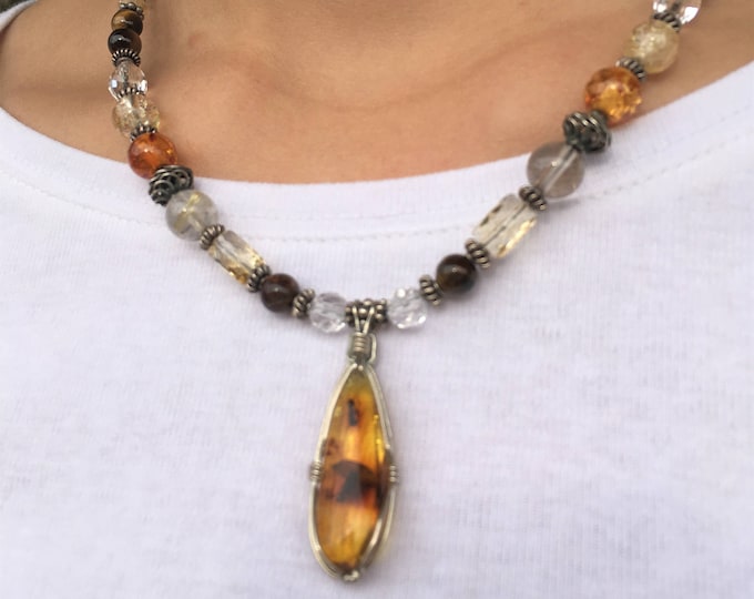 PERSONAL POWER, Chakra Balancing, Sedona charged, Cognac Amber Pendant, Healing Jewelry, Metaphysical, Crystal, Reversible, Matching