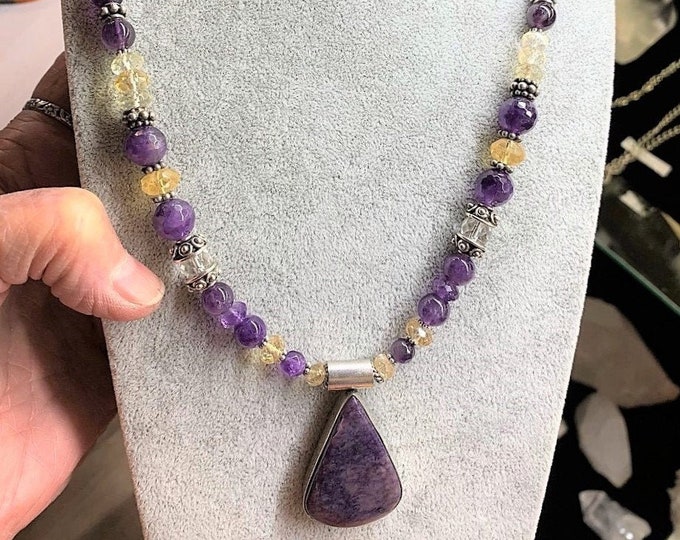 One with the Goddess, LEPIDOLITE pendant  Crown Chakra Balance 7th Chakra Sedona Charged, Yoga, Healing, Metaphysical Healing Jewelry Wisdom