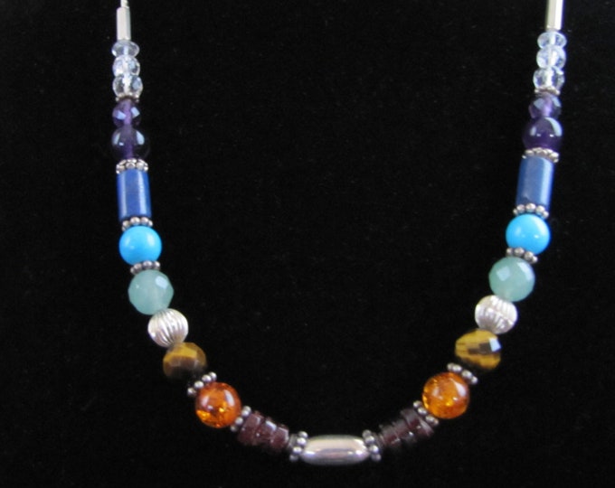 Full Chakra Rainbow necklace, Sterling Silver pendant, Gemstones, Chakra Balancing, Metaphysical, Sedona Jewelry, Sedona Charged, Necklace