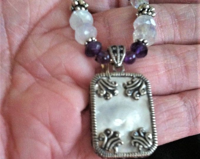 Mother of Pearl, June Birthstone, One with the Goddess, Crown Chakra, Sterling Silver, Sedona, Charged. Yoga, Healing, Affirmation