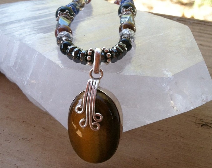 ANCIENT WISDOM with Tiger-eye pendant, Sedona charged, Metaphysical, Healing, Knowledge, Yoga, Crystal Healing,