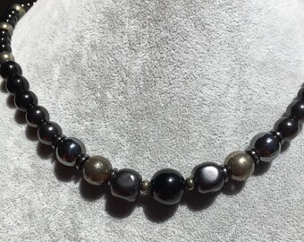 EMF PROTECTION and GROUNDING Necklace, Metaphysical design for Repelling Negativity Anxiety, Shungite, Pyrite, Black Tourmaline
