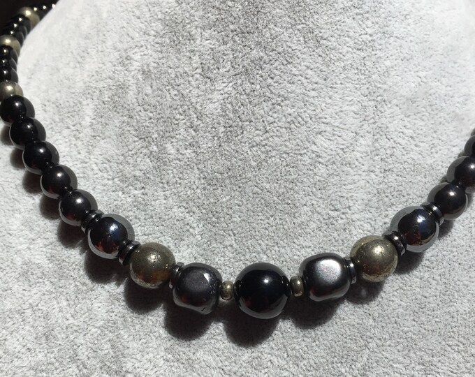 EMF PROTECTION and GROUNDING Necklace, Metaphysical design for Repelling Negativity Anxiety, Shungite, Pyrite, Black Tourmaline