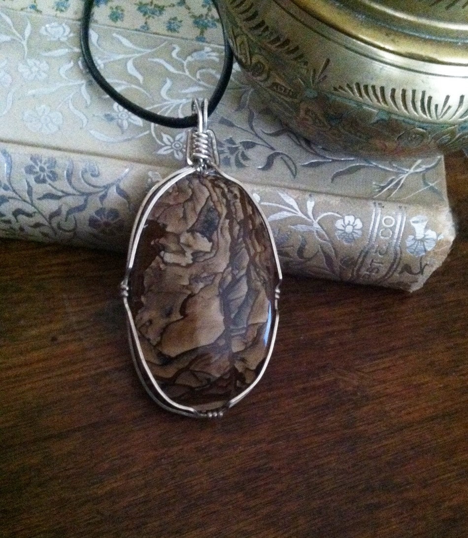 ANCIENT EARTH SHAMAN Necklace with Picture Jasper pendant