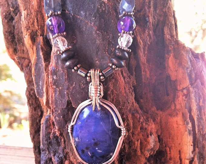 Higher Mind necklace with Sodalight pendant, Metaphysical Jewelry, Sedona and Reiki charged, Mental Awareness, Clarity of Thought, Yoga