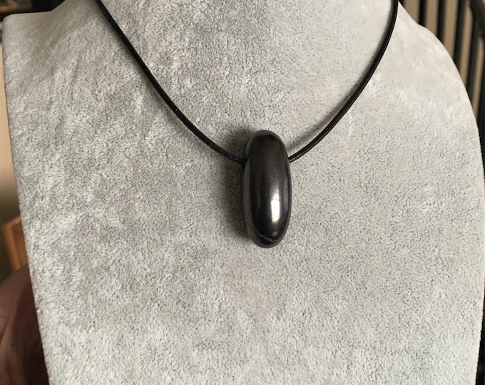 SHUNGITE PENDANT for EMF Protection, pendant on leather, Sedona & Reiki charged, Cleansed, Metaphysical