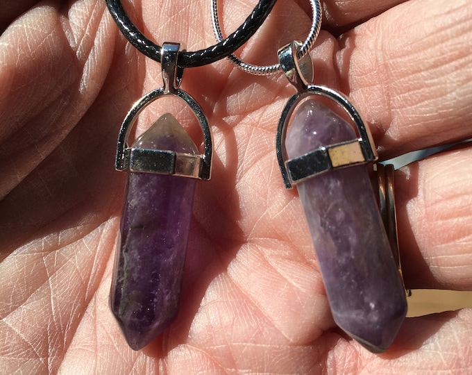 AMETHYST PENDANT Crown Chakra Balance, Crystal Healing, Metaphysical Sedona & Reiki for Wisdom, Higher learning, Psychic Enhancement Calming