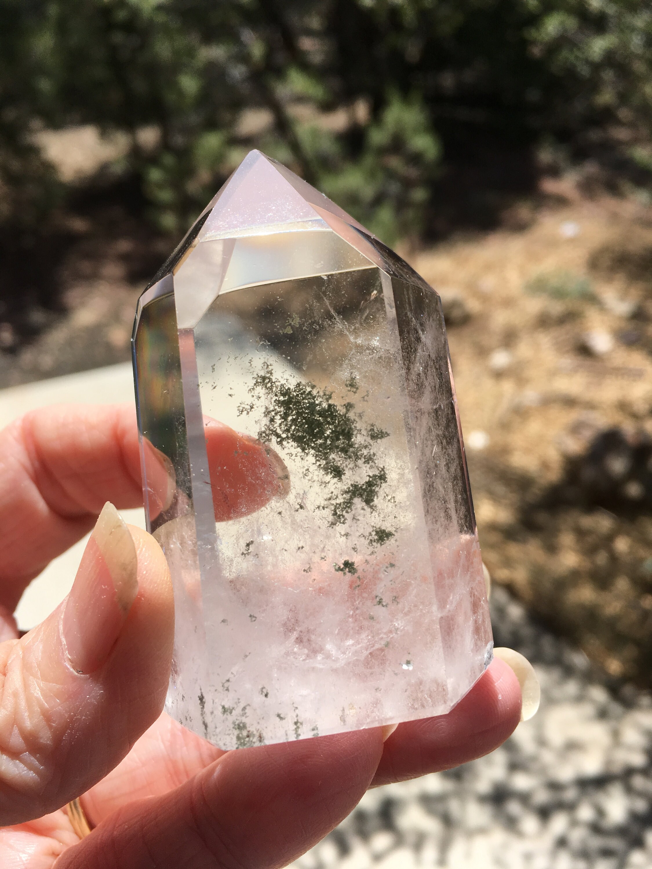 CLEAR STANDING CARBON Included Quartz Channeling Crystal Sedona & Reiki