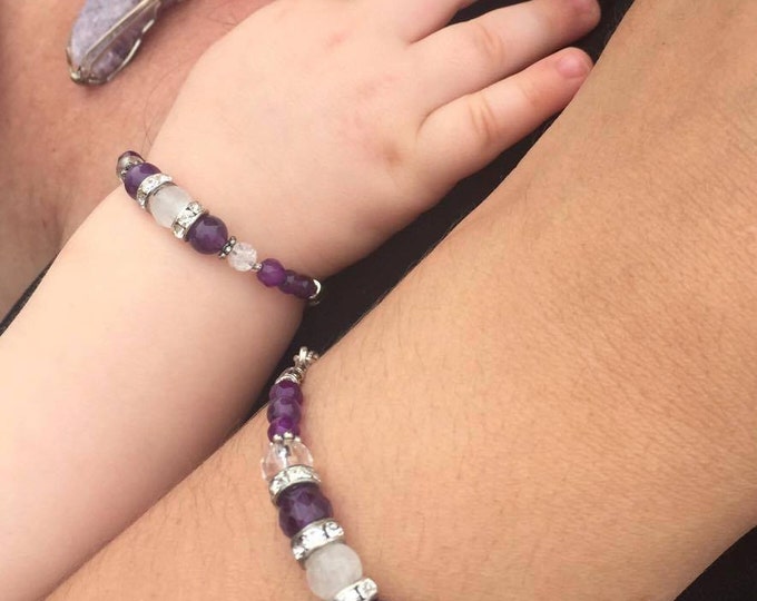 One with the Goddess, Crown Chakra, Chakra Balance, Sedona Charged, Yoga, Metaphysical & Healing Jewelry, Mother Daughter matching bracelets