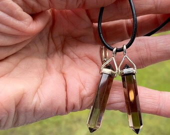 SMOKY QUARTZ Generator necklace, Grounding, Anxiety, Protection, Metaphysical Sedona & Reiki Stress Relief,  Psychic Centering and Calming