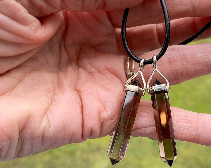 SMOKY QUARTZ Generator necklace, Grounding, Anxiety, Protection, Metaphysical Sedona & Reiki Stress Relief,  Psychic Centering and Calming