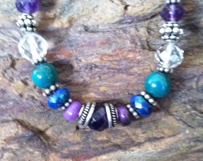 Men's Bracelet, Orion inspired THIRD EYE AWAKENING, Chakra Balance design, Amethyst center bead, Reiki charged,