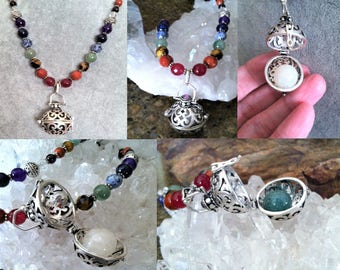 Full Chakra Rainbow necklace with Sterling Silver Sphere pendant, 7 Chakra Balancing, Metaphysical, Sedona and Reiki charged, changeable,