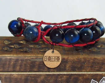 Blue Tiger's eye men's bracelet