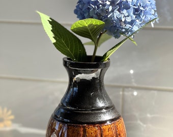 6" Brown & Black Handmade Vase