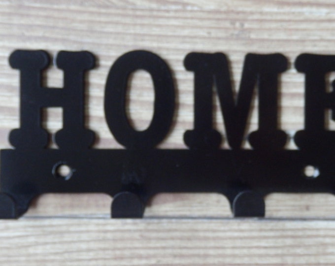 Home Word Silhouette Key Hook Rack - metal wall art