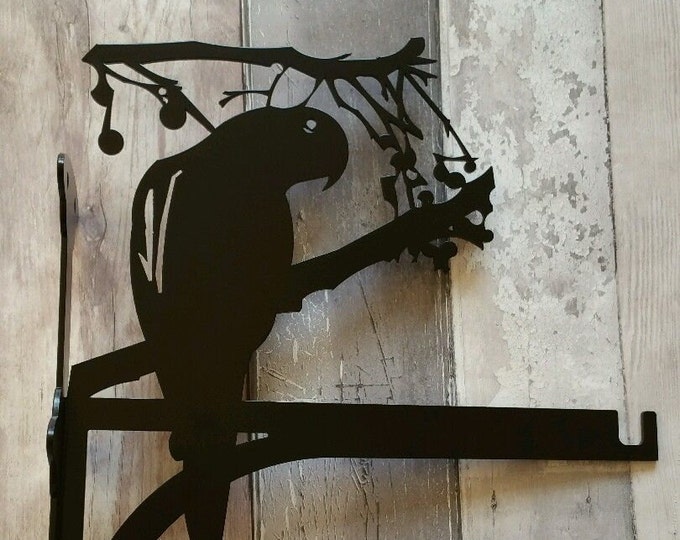 Parrot Sitting on Branch Heavy Duty Hanging Basket Bracket