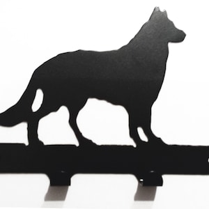 German Shepherd (Alsatian) Silhouette Key Hook Rack - metal wall art