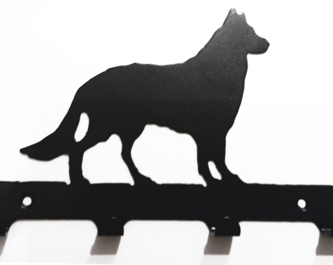 German Shepherd (Alsatian) Silhouette Key Hook Rack - metal wall art