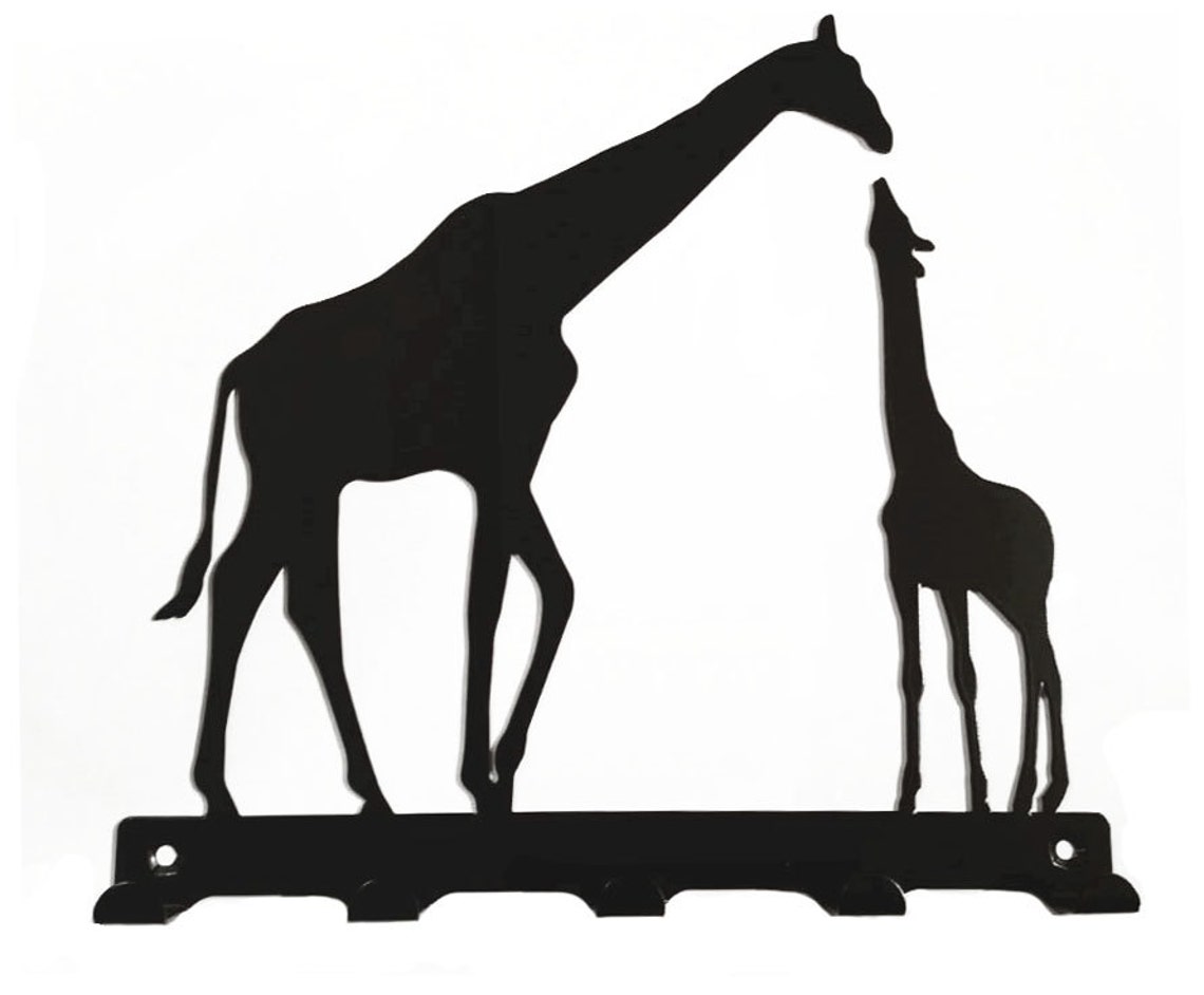 Mother and Baby Giraffe Silhouette Key Hook Rack Metal Wall - Etsy