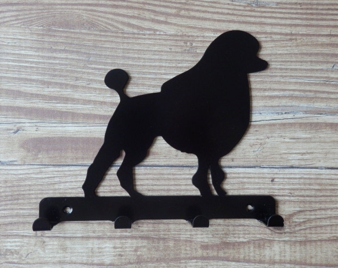 King Poodle Silhouette Key Hook Rack - metal wall art