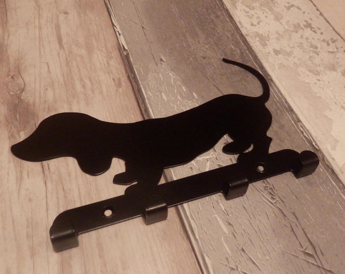 Dachshund Puppy Silhouette Key Hook Rack - metal wall art