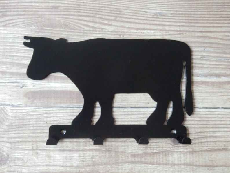 Cow Silhouette Key Hook Rack metal wall art | Etsy