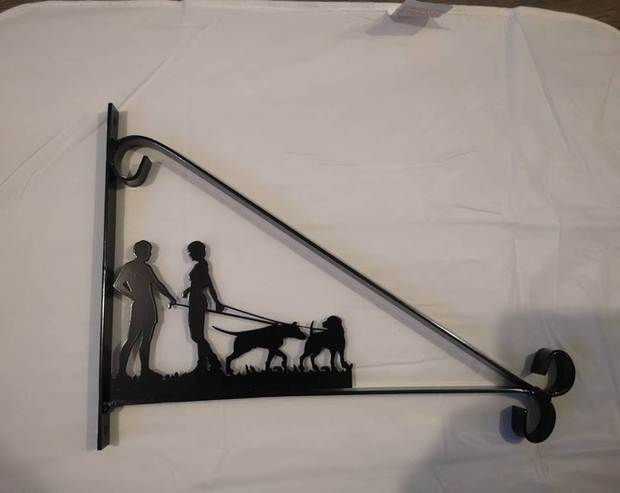 Chatting on dog walk scroll style hanging basket bracket