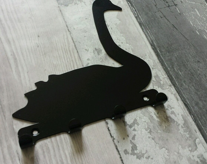 Swan Silhouette Key Hook Rack - bird metal wall art