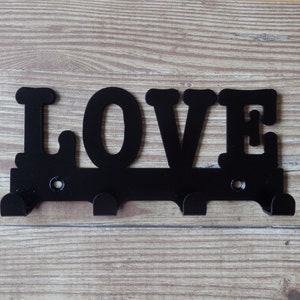 Love Word Silhouette Key Hook Rack - Metal Wall Art - Etsy