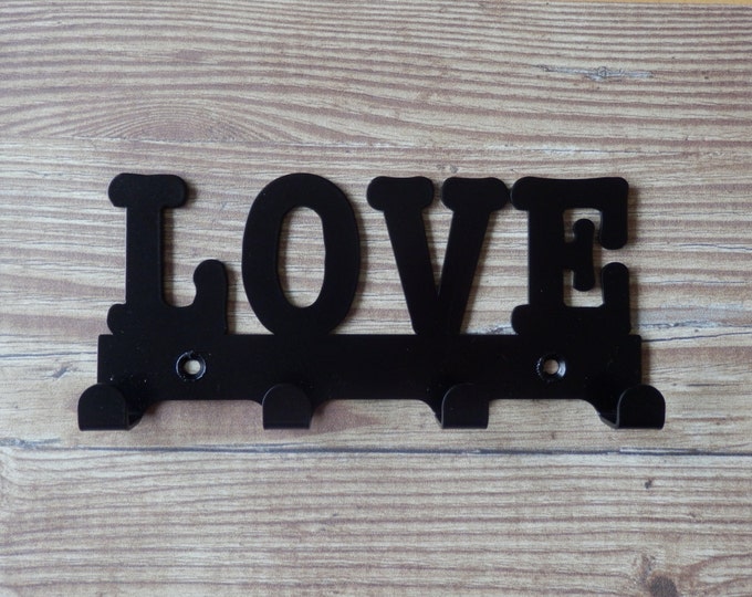 Love Word Silhouette Key Hook Rack - metal wall art