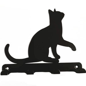 Cat Lifting Paw Silhouette Key Hook Rack Metal Wall Art | Etsy