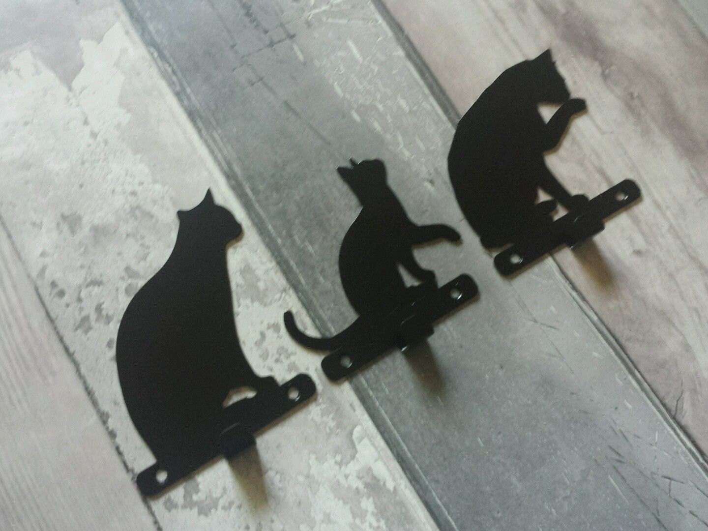 Wall Key Hook 'Kitt-a-Boo' Peeping Cat Hanger Black and White