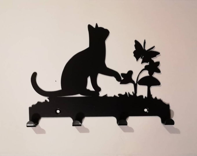 Cat and butterfly metal key holder hooks