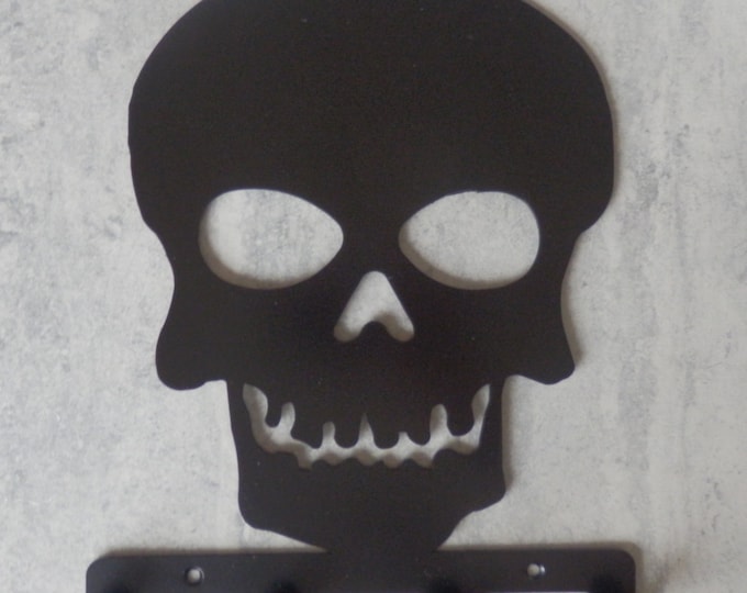 Skull Silhouette Key Hook Rack - metal wall art