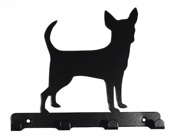 Perchero con forma de chihuahua - decoración de pared de metal