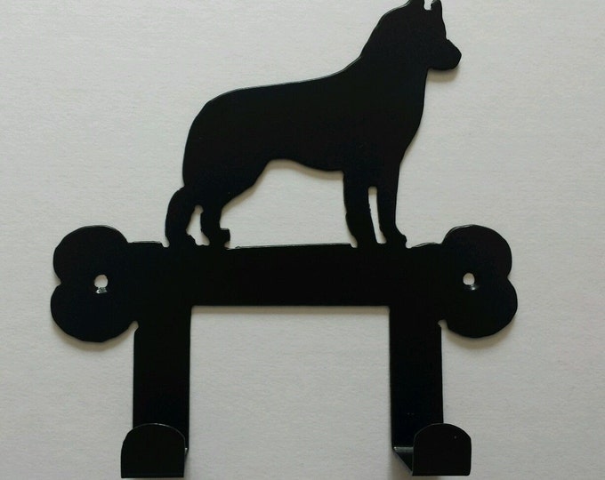 Husky on Bone Silhouette Dog Lead Holder Rack - metal wall art